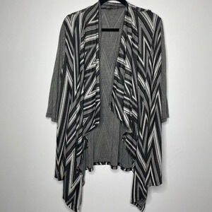 Yummy Plus Women's Black & Gray Chevron Print Knit Kimono Card Coverup Size 1X